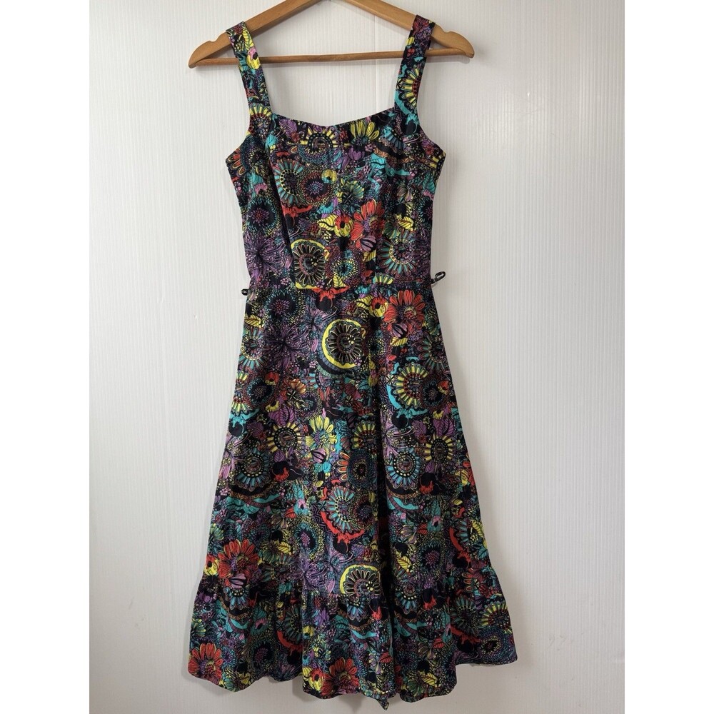 Nooworks California USA Multicoloured Sun Dress Retro Style Sz S Fit & Flare